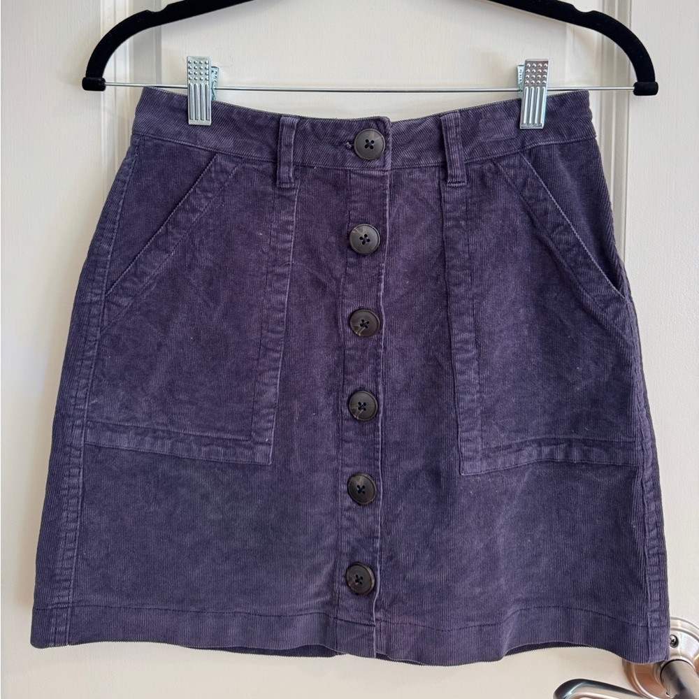 Navy Button-Front Mini Skirt